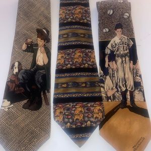 Lot of 3 Art themed mens 100% silk ties